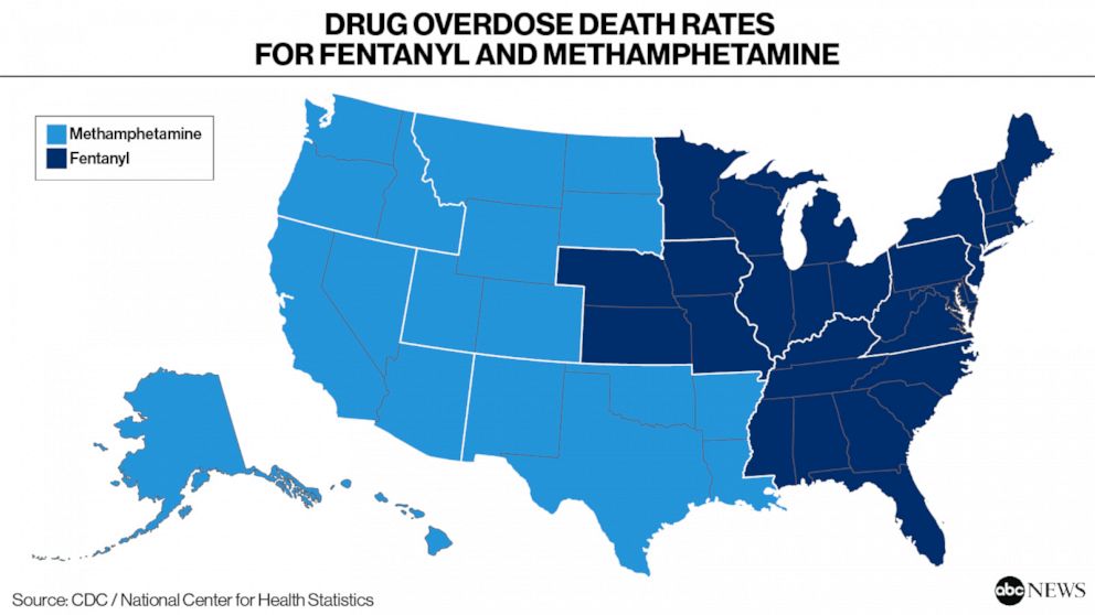 Drug Overdose Death Rates for Fentanyl and Methamphetamine