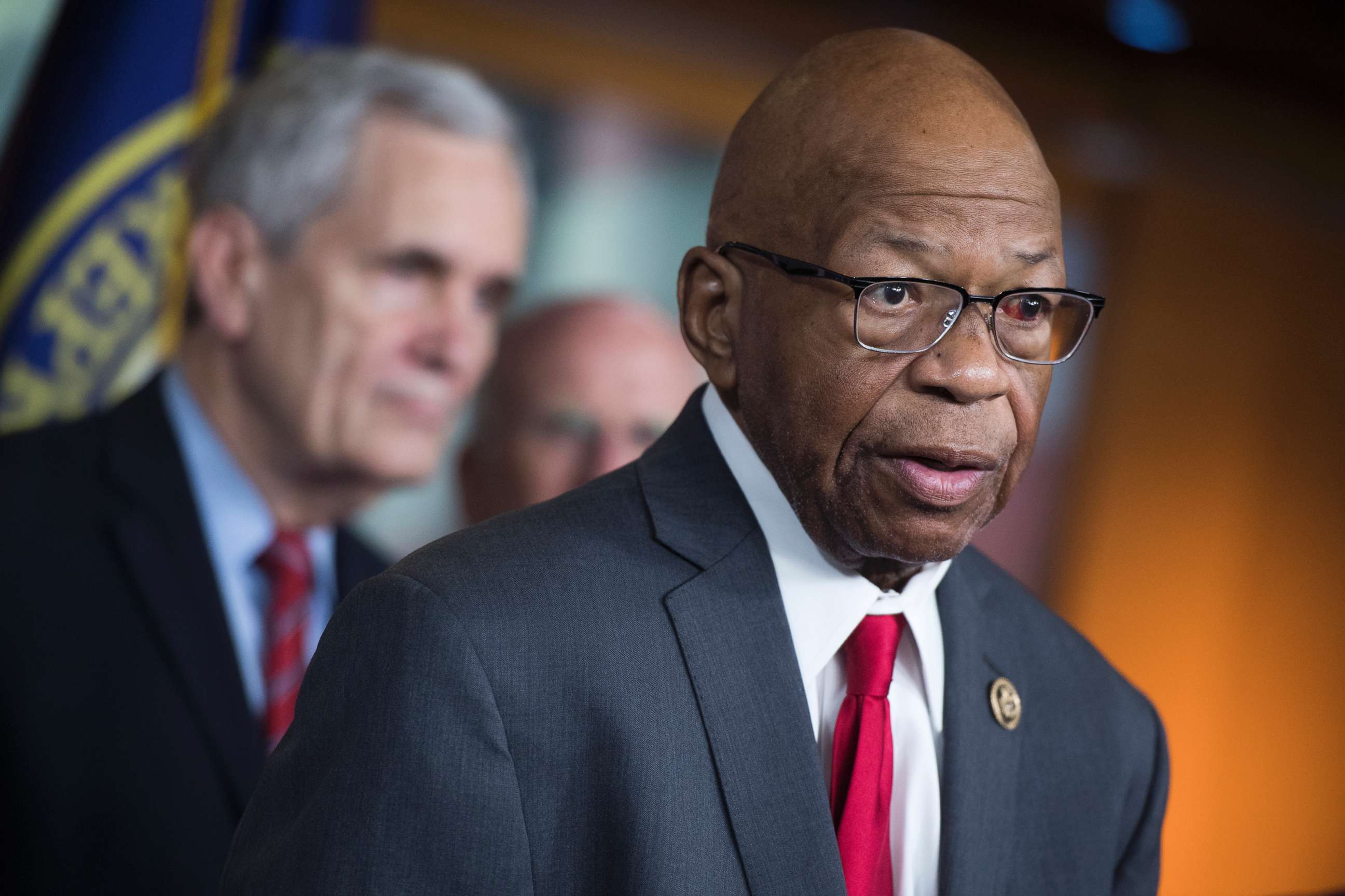 PHOTO: Rep. Elijah Cummings speaks during a news conference in the Capitol Visitor Center, May 10, 2018.