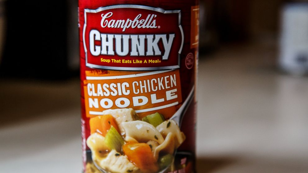Campbell's Chunky Classic Chicken Noodle Soup prepared and ready to heat and serve for lunch or dinner meals is pictured in this undated photo.