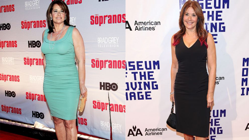 Left, actress Lorraine Bracco attends the HBO premiere of The Sopranos at Radio City Music Hall in this March 27, 2007, file photo, right; Lorraine Bracco attends the Museum Of Moving Image Salutes Hugh Jackman on Dec. 11, 2012. 