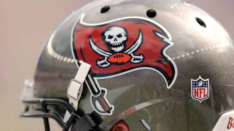 A Tampa Bay Buccaneers helmet, pictured at Gillette Stadium in Foxboro, Mass., Sept. 22, 2013.  