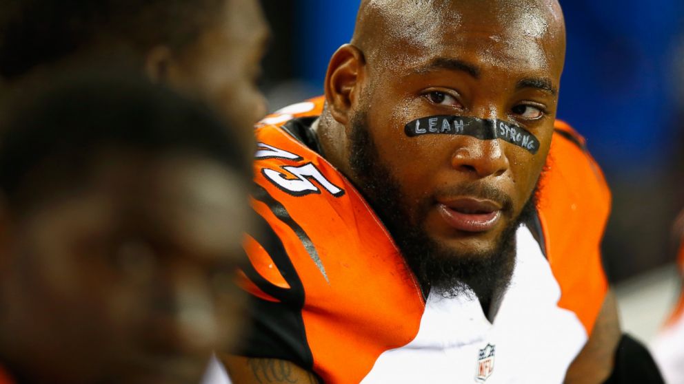 PHOTO: Devon Still #75 of the Cincinnati Bengals looks on during the fourth quarter against the New England Patriots at Gillette Stadium, Oct. 5, 2014 in Foxboro, Mass.