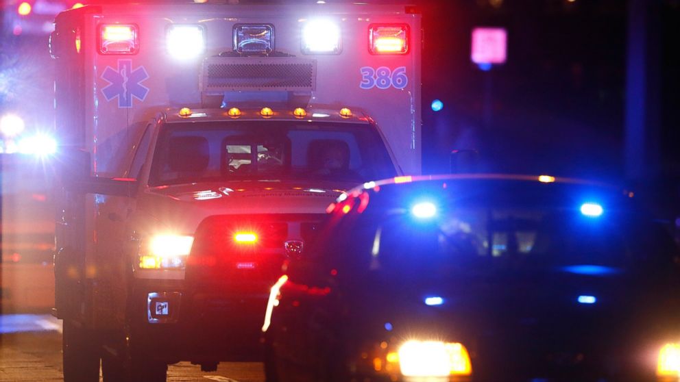 Ebola patient Amber Vinson arrives by ambulance at Emory University Hospital on Oct. 15, 2014 in Atlanta, Ga.