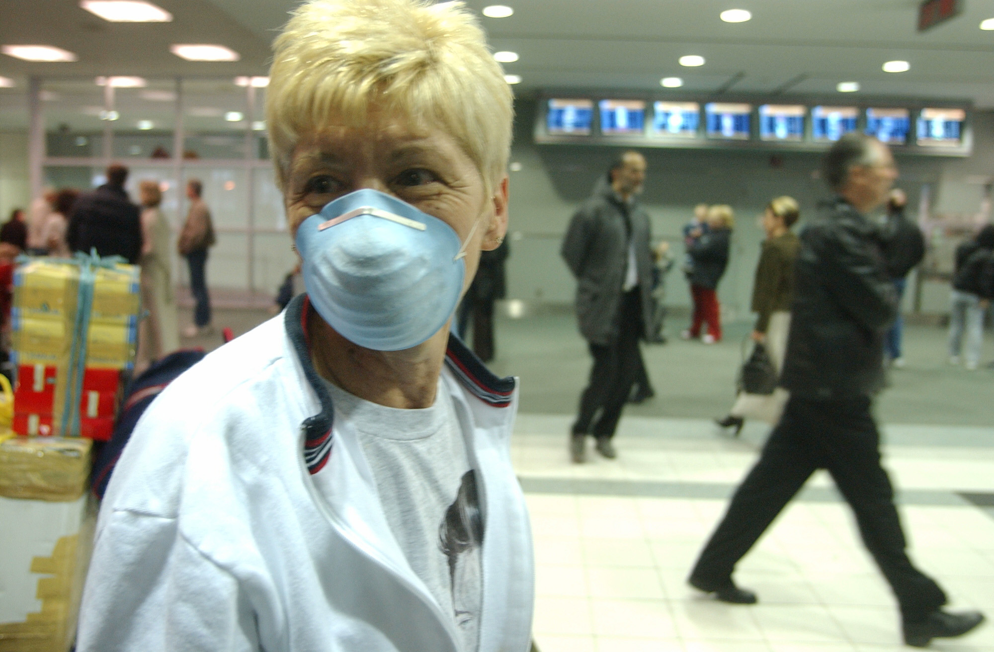 PHOTO: In the wake of a SARS outbreak, Laura Rolls of North Carolina is pictured in Toronto, Canada on April 2, 2003.  