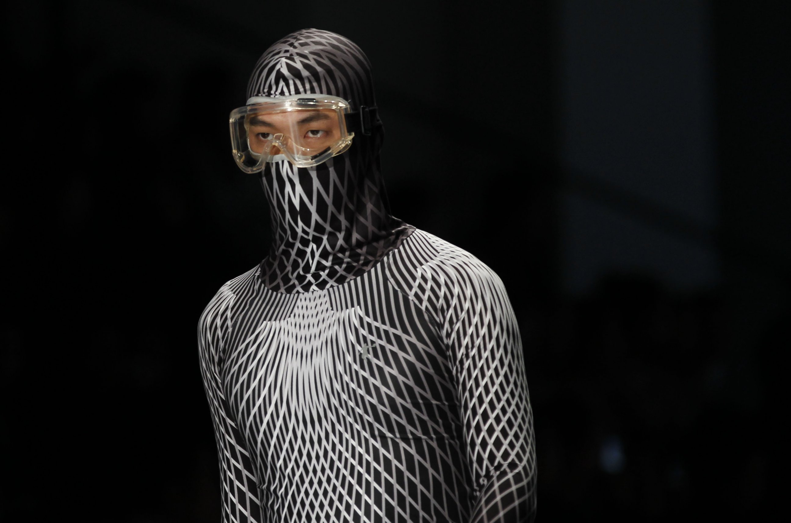 PHOTO: A facial mask appears at the China international fashion week, Oct. 28, 2014, in Beijing.
