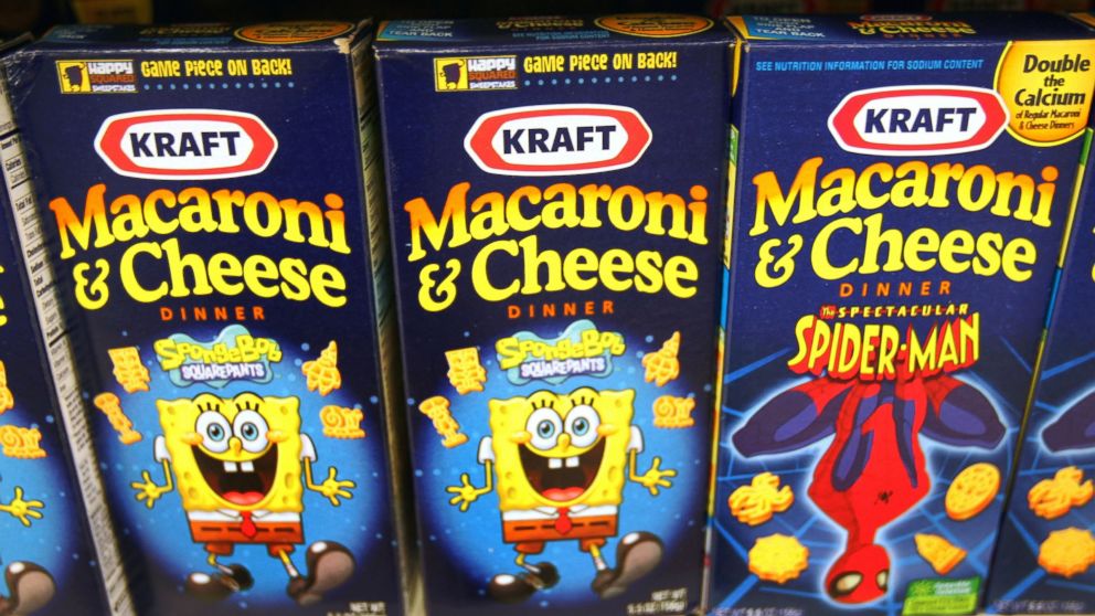 Boxes of Kraft Macaroni & Cheese sit on a shelf in a grocery store in Glenview, Ill., Jan. 19, 2010.