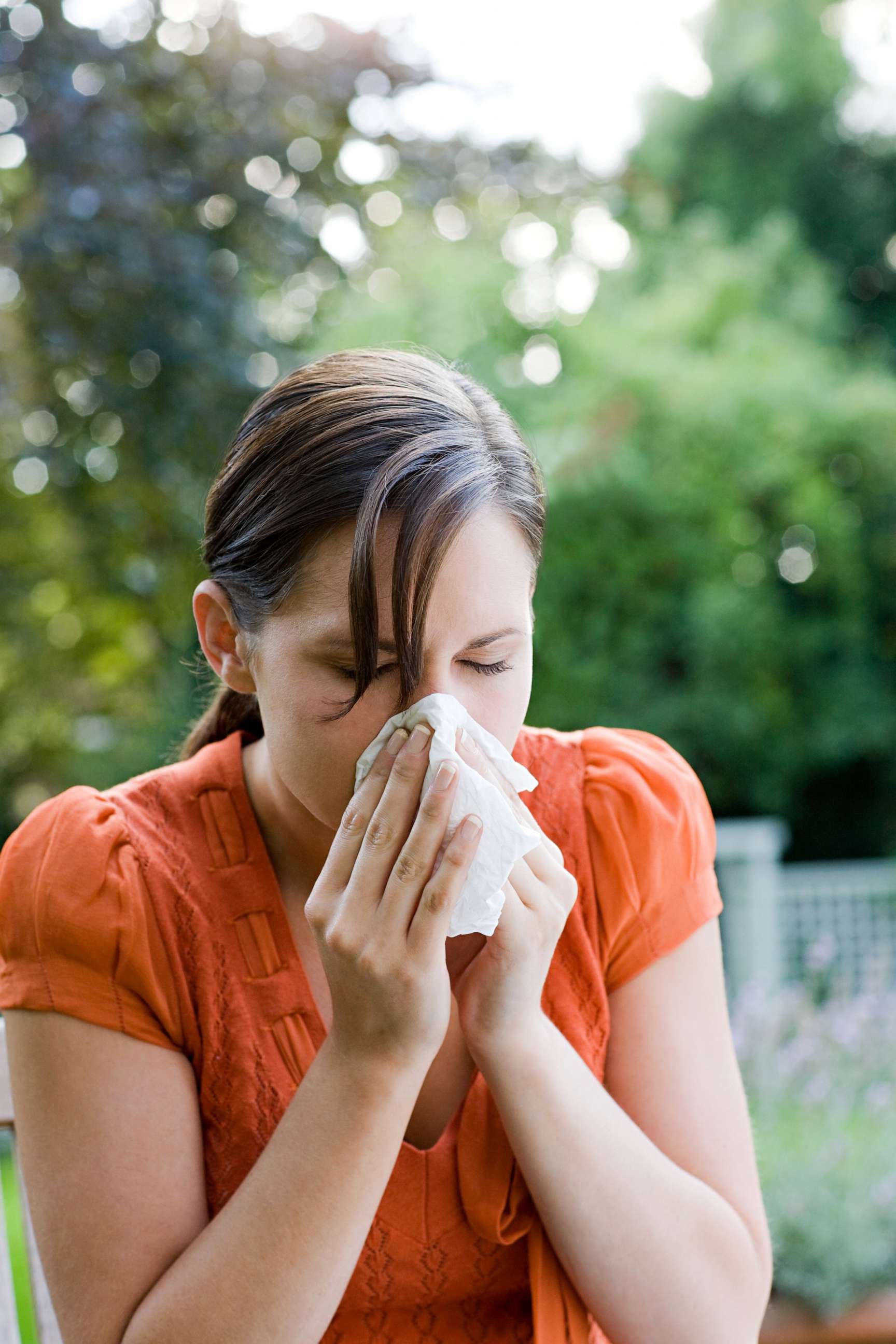 PHOTO: A woman blows her nose in this undated stock photo.