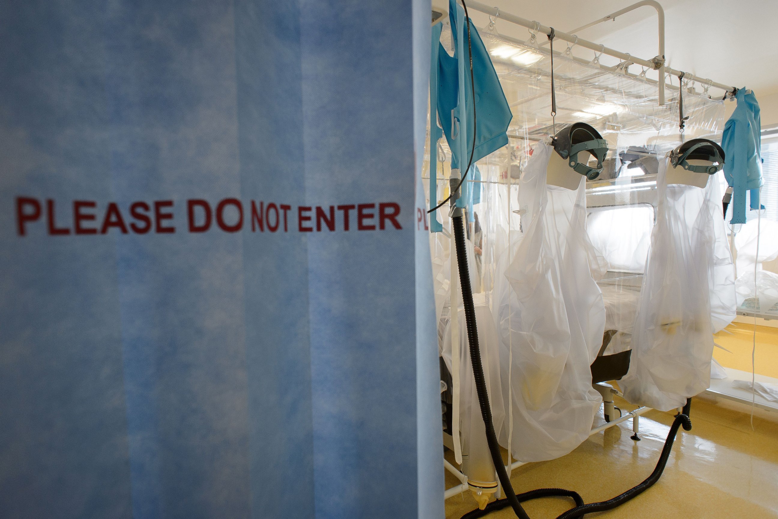 PHOTO: Protective clothing and facilities are in place at the Royal Free Hospital in north London, Aug. 6, 2014, in preparation for a patient testing positive for the Ebola virus.