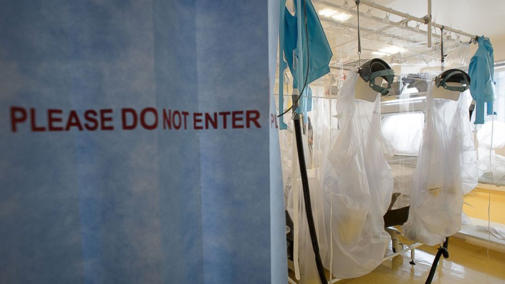 PHOTO: Protective clothing and facilities are in place at the Royal Free Hospital in north London, Aug. 6, 2014, in preparation for a patient testing positive for the Ebola virus.