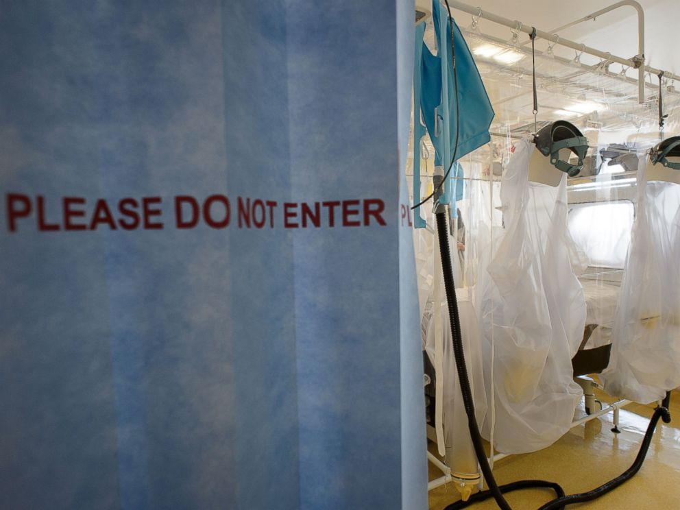 PHOTO: Protective clothing and facilities are in place at the Royal Free Hospital in north London, Aug. 6, 2014, in preparation for a patient testing positive for the Ebola virus.