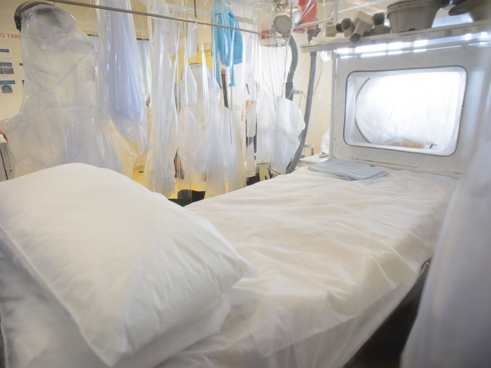PHOTO: Protective clothing and facilities are in place at the Royal Free Hospital in north London, Aug. 6, 2014, in preparation for a patient testing positive for the Ebola virus.