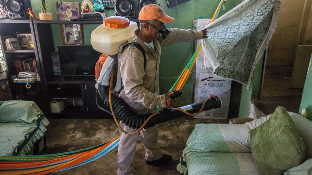 PHOTO:A municipality worker fumigates a home against the Aedes aegypti mosquito to prevent the spread of Zika, Chikungunya and Dengue in Acapulco, Mexico, Feb. 8, 2016.  