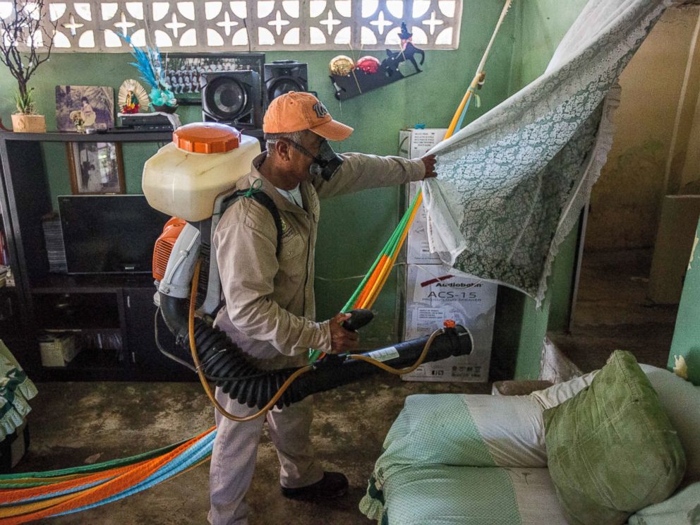 PHOTO:A municipality worker fumigates a home against the Aedes aegypti mosquito to prevent the spread of Zika, Chikungunya and Dengue in Acapulco, Mexico, Feb. 8, 2016.