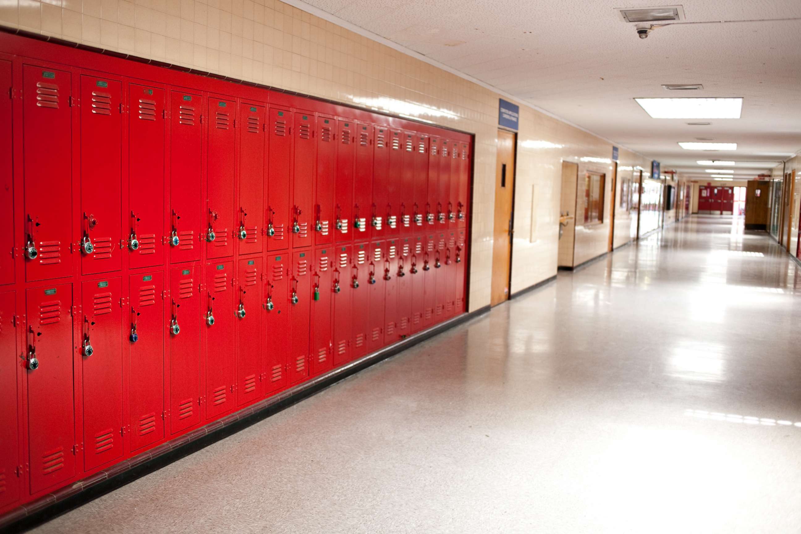 PHOTO: In this undated file photo, lockers in a high school hallway are shown.