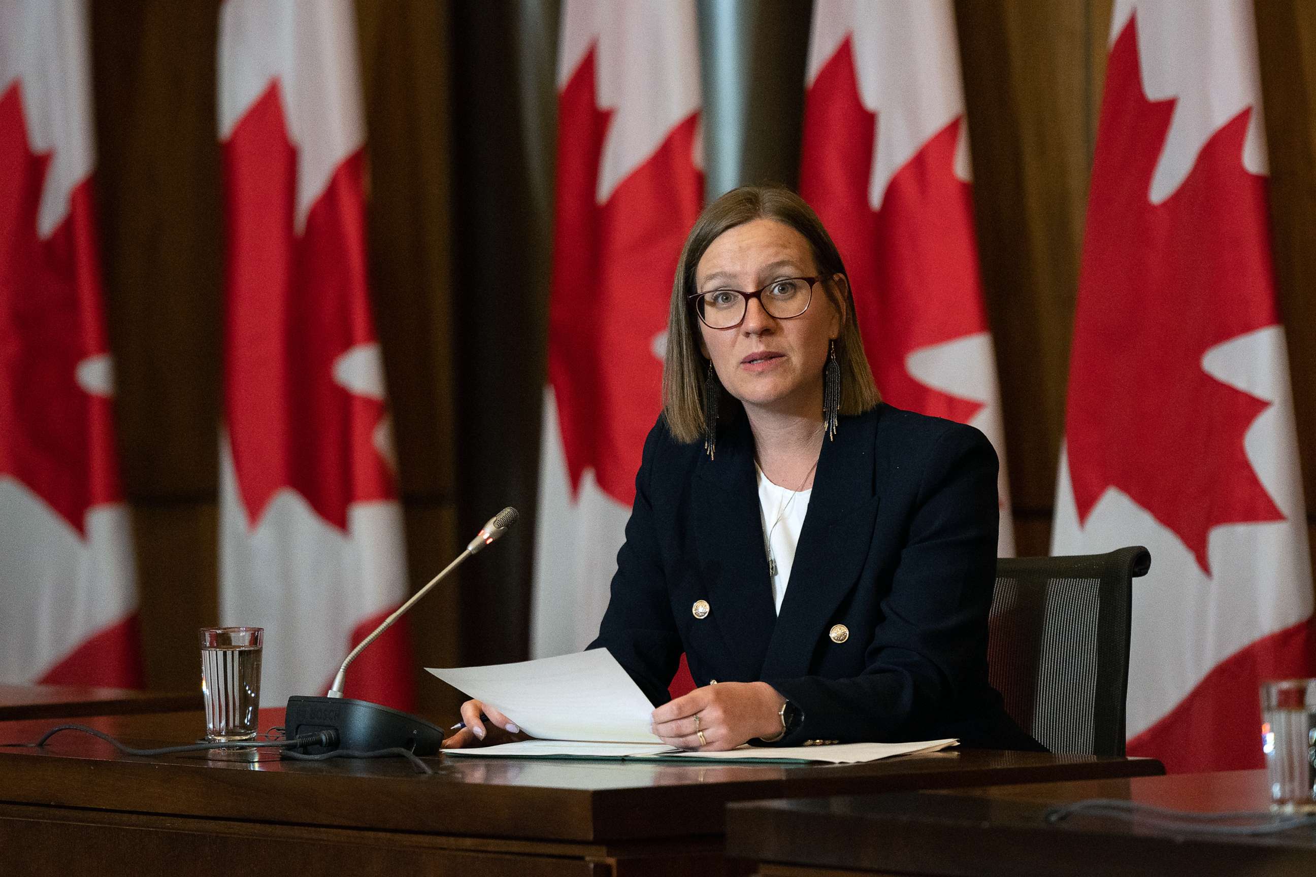 PHOTO: Karina Gould, Canada's families, children and social development minister, during a news conference in Ottawa, Ontario, Canada on April 19, 2023.