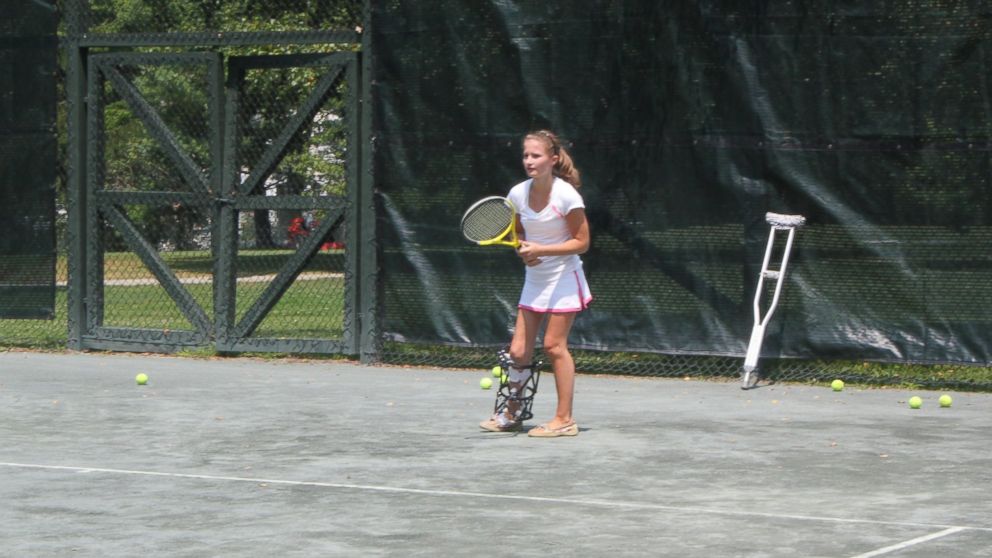 PHOTO: It took more than a year, but Charlotte's right leg is now just as long as her left, and she is able to get back to playing tennis.