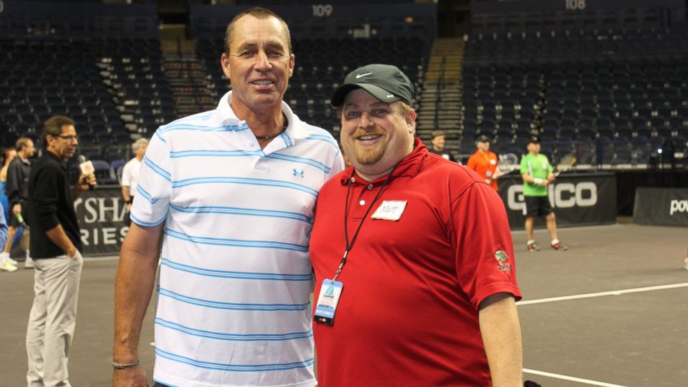 Matt Howell poses with former tennis champion Ivan Lendl on March 13, 2014.