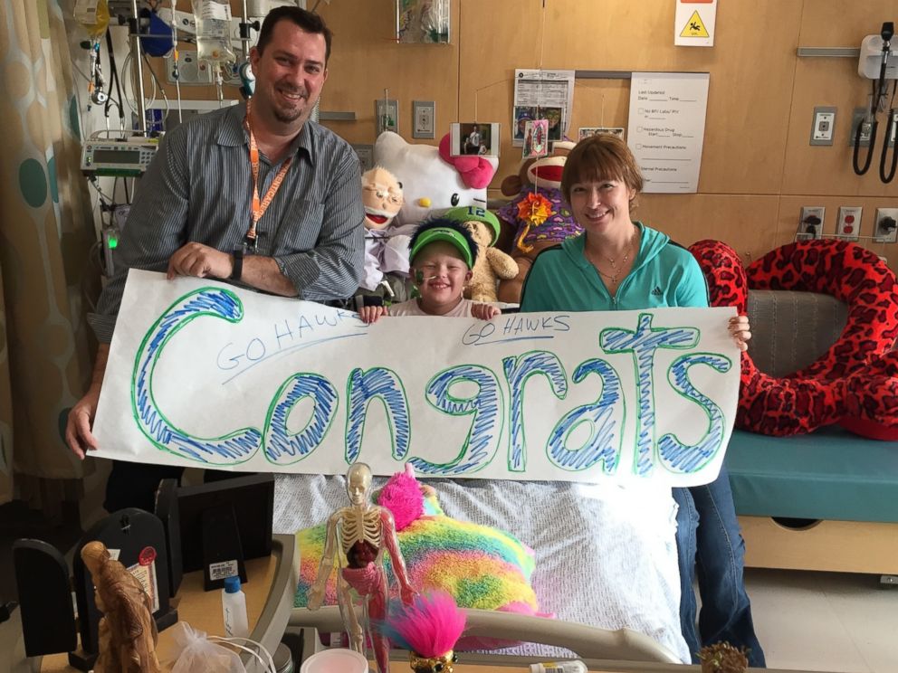 PHOTO: Seattle Children's Hospital patients celebrated their football team's win Sunday night and congratulated the Seahawks.