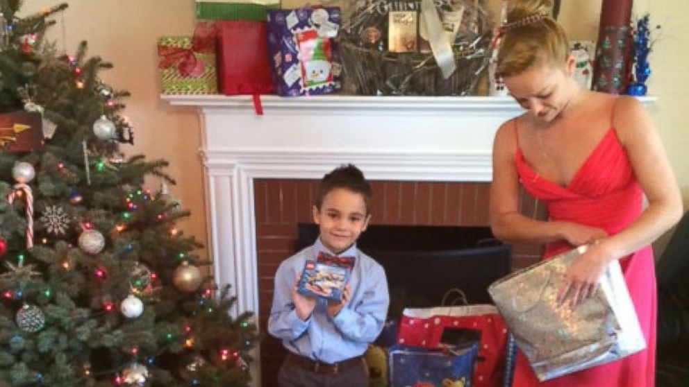 PHOTO: Lessya Kotelevskaya and her son Erik during their first Christmas in the U.S. 
