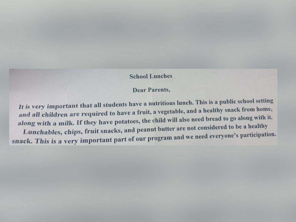 PHOTO: A note sent home to Leeza Pearson after her daughter Natalee brough Oreos to school.