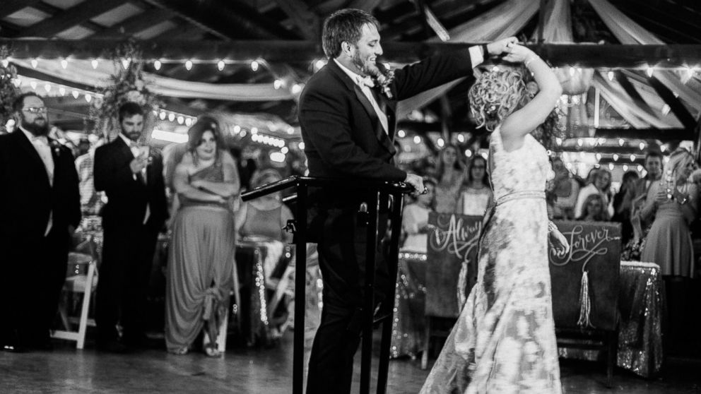PHOTO:Kent Stephenson was paralyzed in a moto-cross accident. He was able to stand at his wedding with the help of an experimental spine implant. 
