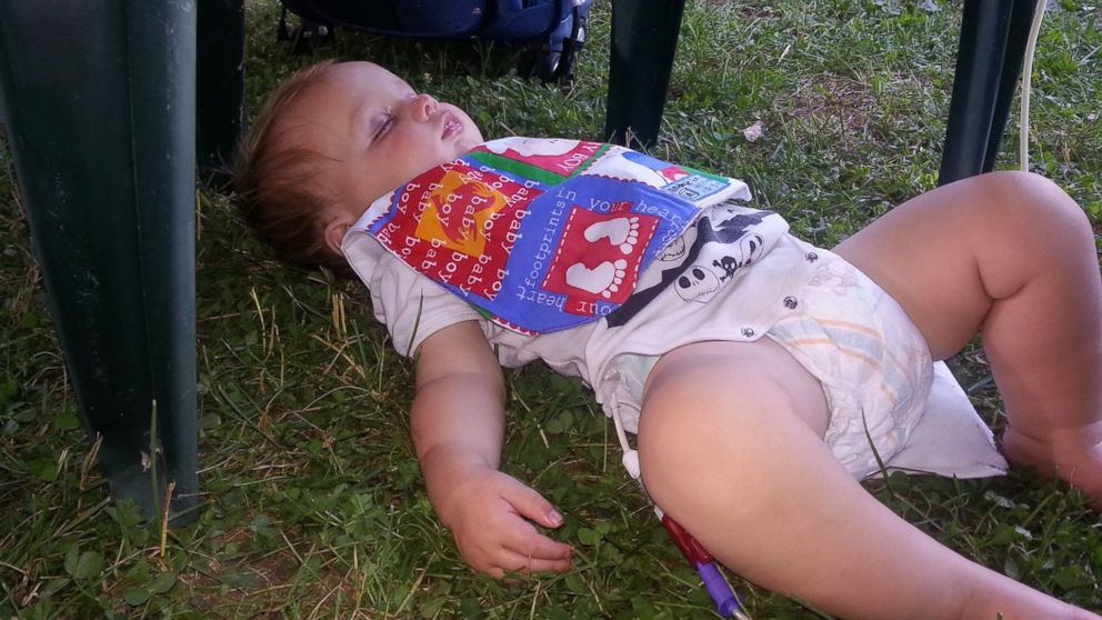 PHOTO: Wyatt Scott was tuckered out after his first birthday party -- a pig roast.