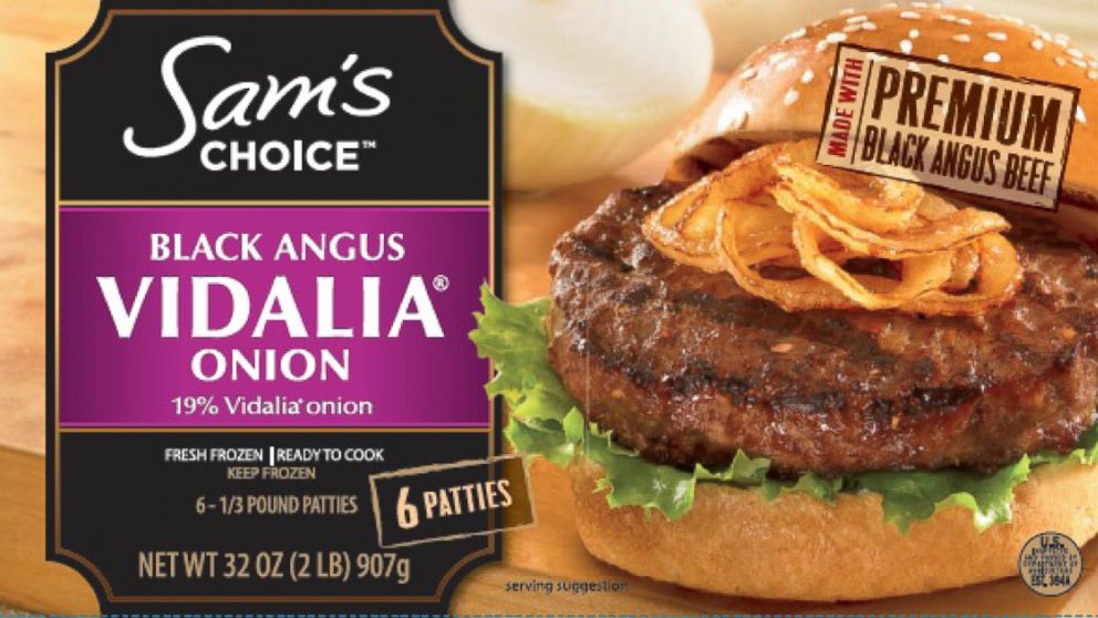 The USDA's Food Safety and Inspection Service (FSIS) announced the recall of beef products from the Huisken Meat Company. The products have the name "Sam's Choice Black Angus Beef Patties with 19% Vidalia Onion," pictured in the image above.