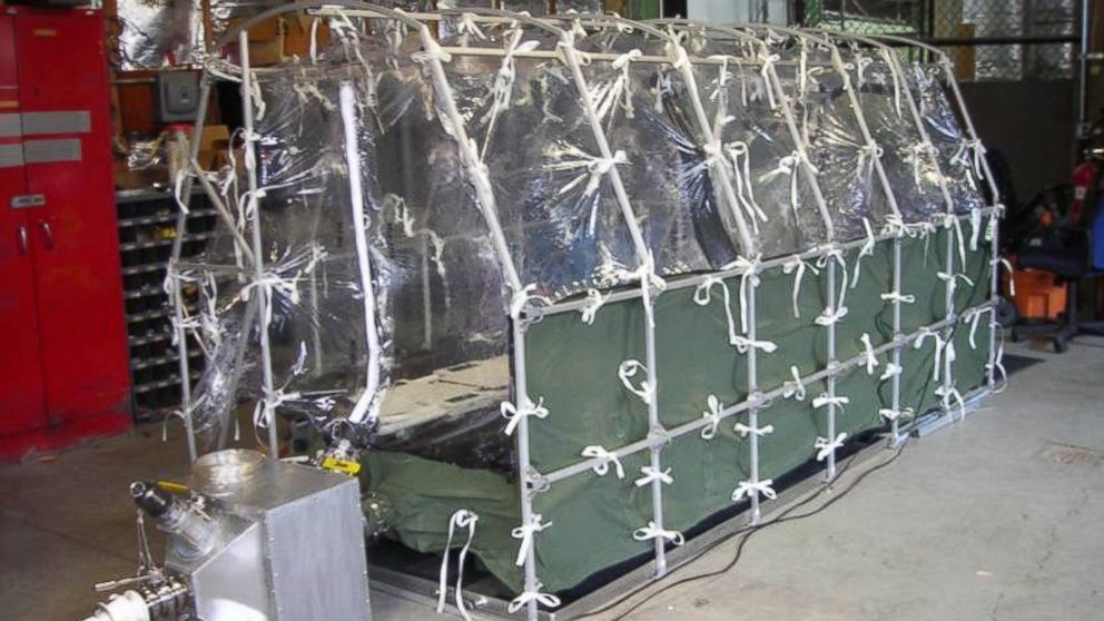 PHOTO: The Aeromedical Biological Containment System is a portable, tent-like device 