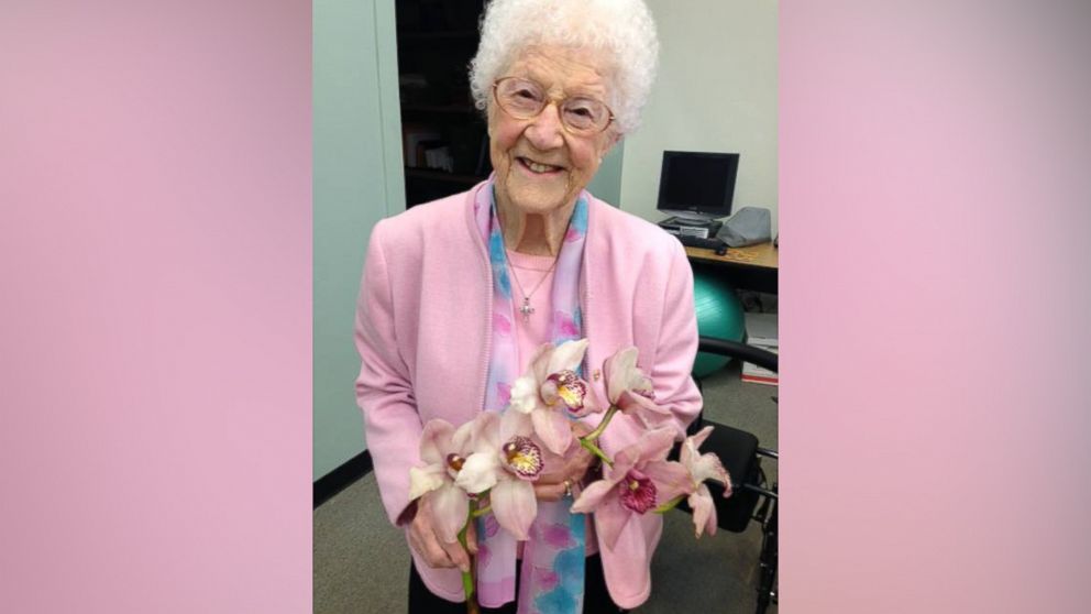 PHOTO: Edythe Kirchmaier holds flowers from her garden.