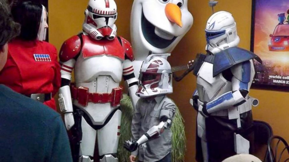 VIDEO: Liam Porter, who was born without a lower left arm, was surprised with a prosthetic arm fashioned after an Imperial Clone Trooper. 