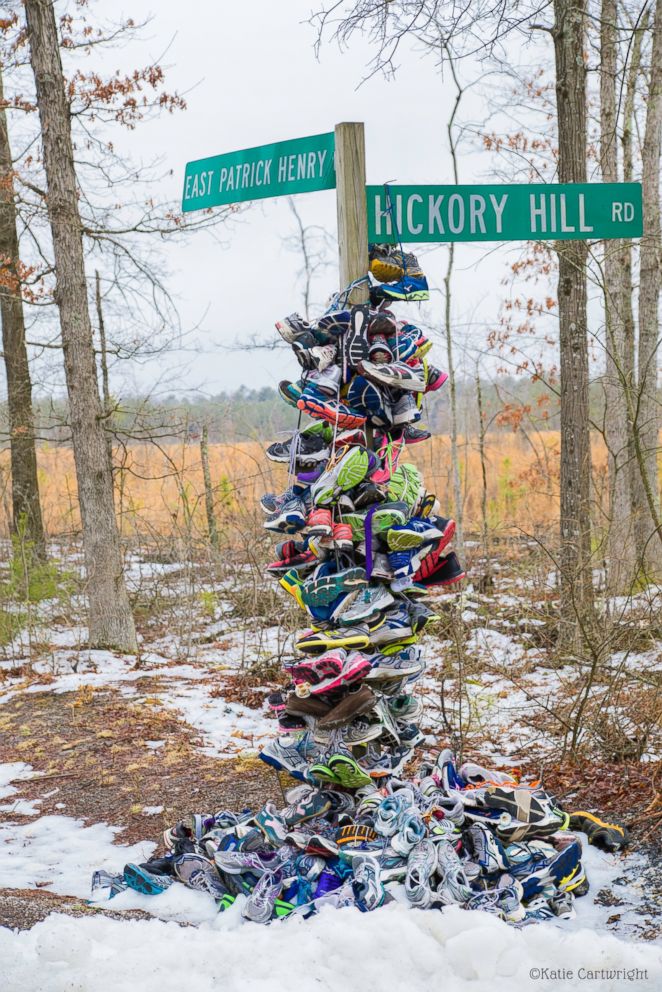 PHOTO: People began to donate their running shoes in honor of Meg Cross Menzies