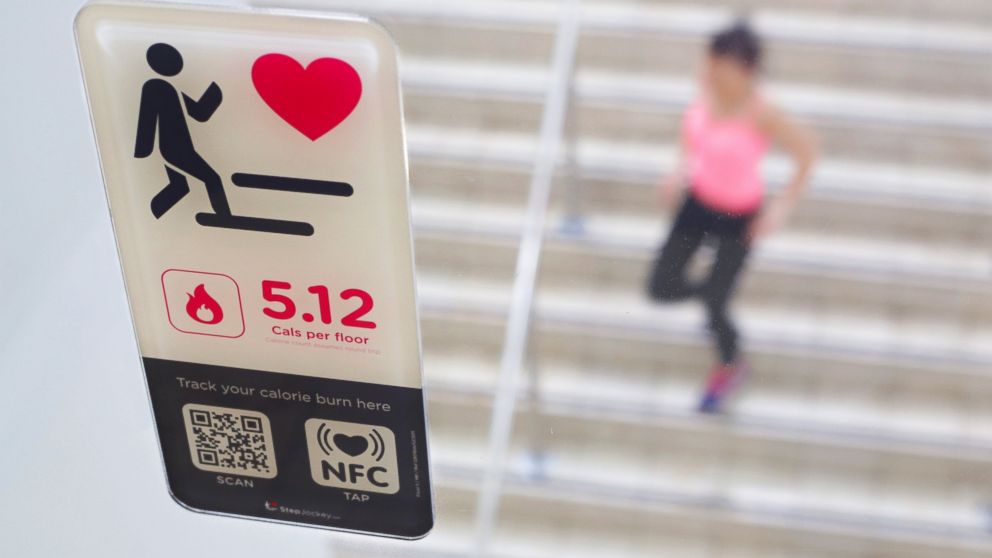 Office workers will have a chance to see how many calories they burn by taking the stairs.