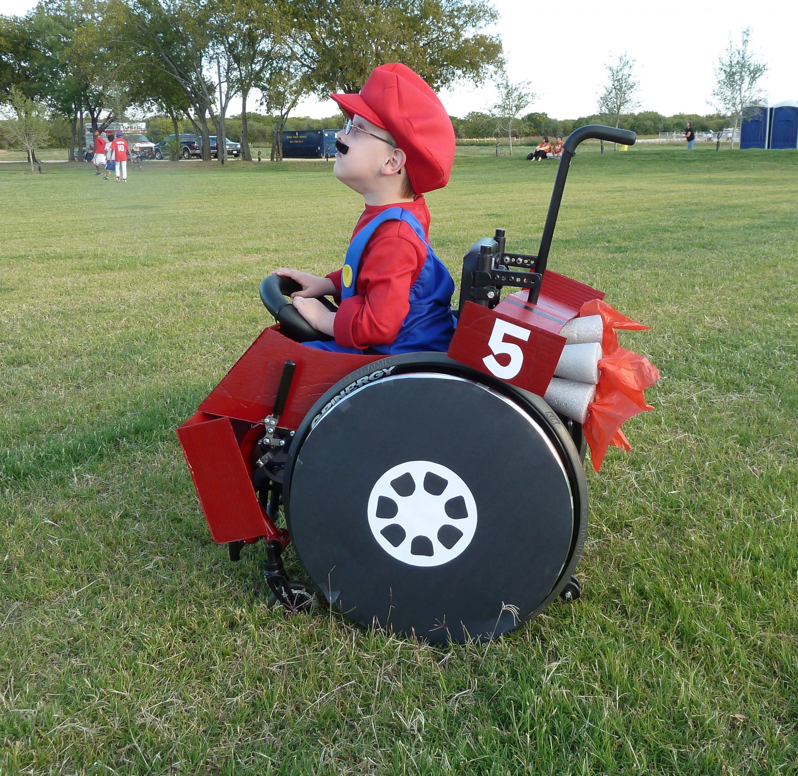 PHOTO: Caleb McLelland is pictured here at age 5 as Mario in a "MarioKart" wheelchair designed by his mother Cassie McLelland for Halloween 2010. 