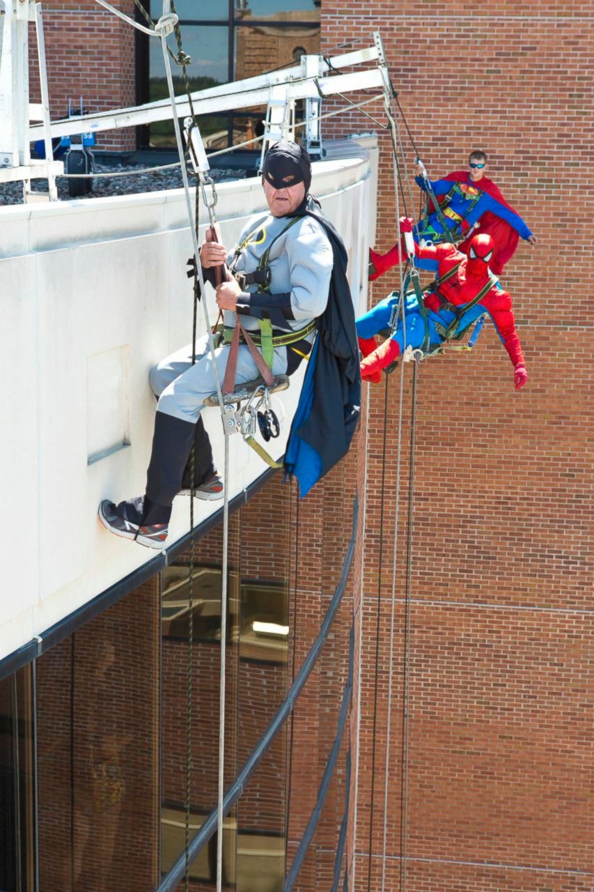 PHOTO: These window washers took a break from their day jobs to dress up as superheroes