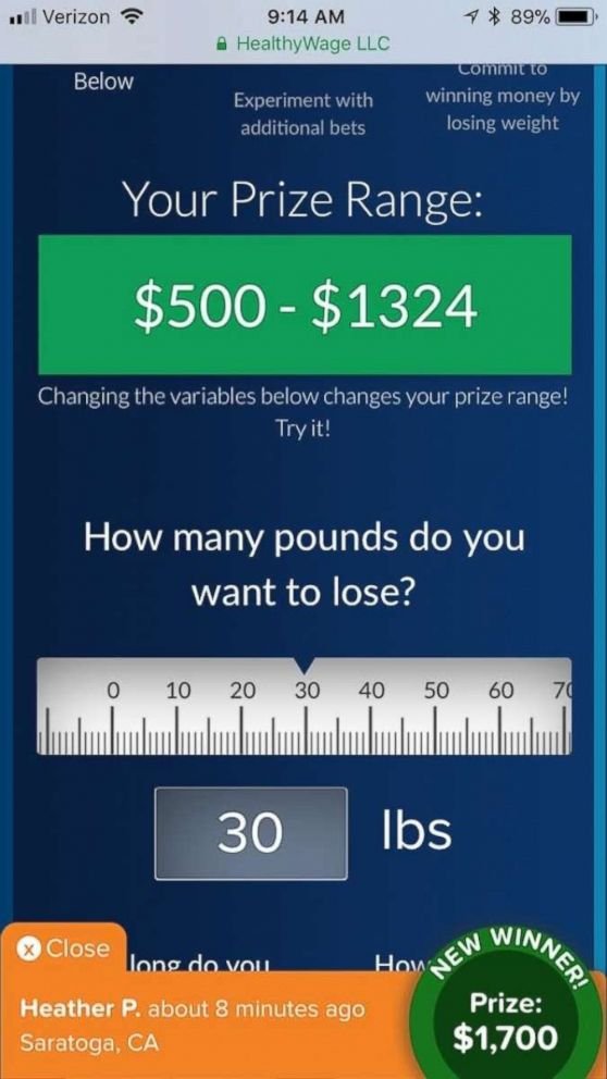 PHOTO: HealthyWage users can win money for losing weight.