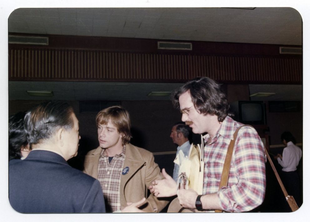 PHOTO: Luke Skywalker actor Mark Hamill and Charles Lippincott during a "Star Wars" press tour in Japan.