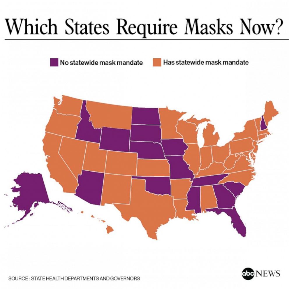 Which states have mask mandates Map KSRO