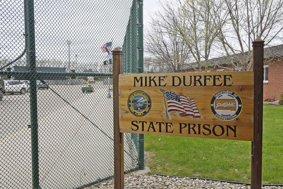 PHOTO: A fenced area of Mike Durfee State Prison is seen in Springfield, S.D., Oct. 23, 2020. A coronavirus outbreak at the minimum-security facility has infected a notable percentage of the inmate population.