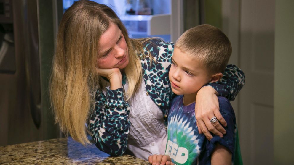 PHOTO: Jodi Krawitt holds her son Rhett in their home in Corte Madera, Calif. Jan. 28, 2015. Rhett is recovering from leukemia and his father is concerned his child could succumb to an outbreak of measles at his Northern California school.