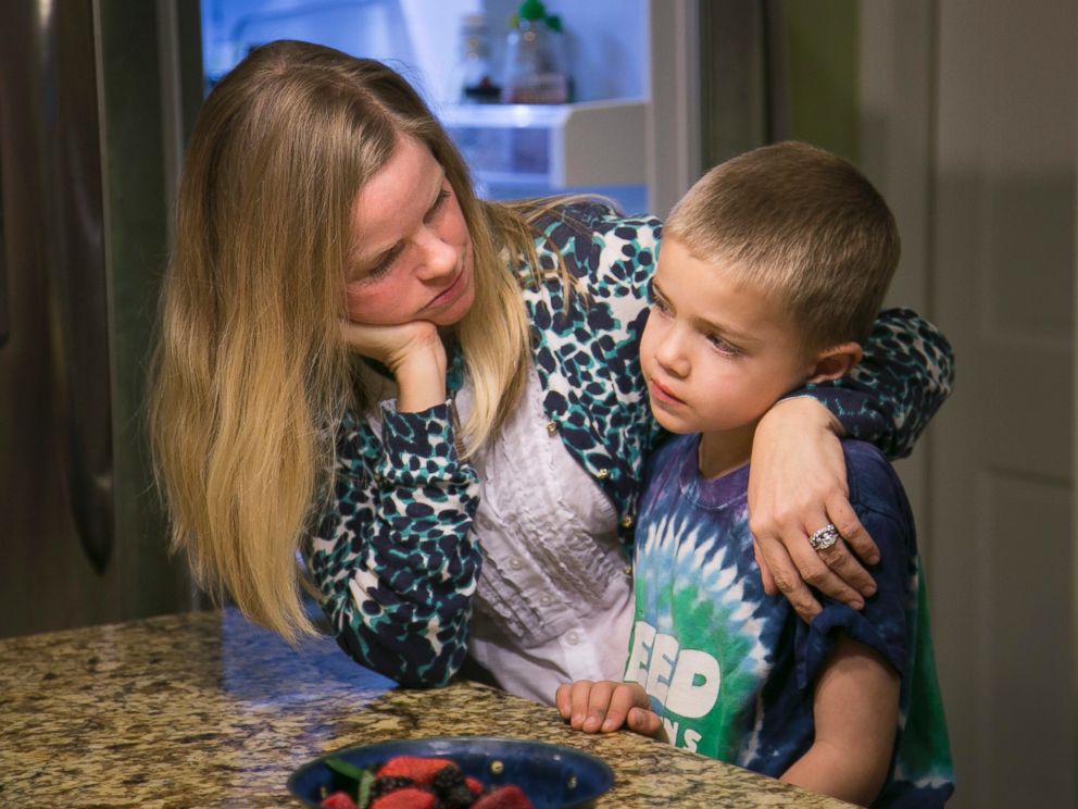 PHOTO: Jodi Krawitt holds her son Rhett in their home in Corte Madera, Calif. Jan. 28, 2015. Rhett is recovering from leukemia and his father is concerned his child could succumb to an outbreak of measles at his Northern California school.