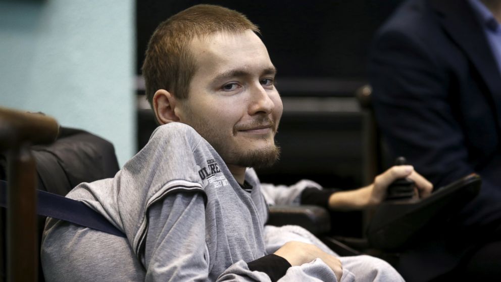 PHOTO: Valery Spiridonov, a man who has volunteered to be the first person to undergo a head transplant, attends a news conference in Vladimir, Russia on June 25, 2015. 