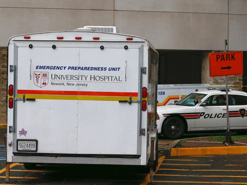 PHOTO: A University Hospital Emergency Preparedness Unit vehicle is seen where a person was being checked for Ebola at University Hospital in Newark, N.J., Oct. 22, 2014.