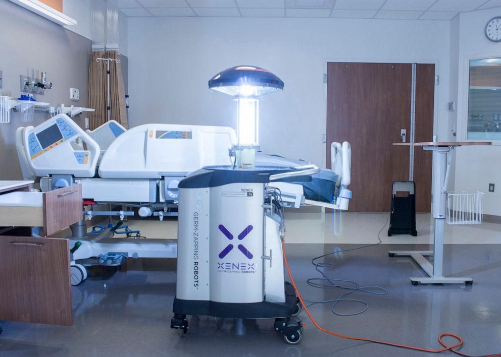 PHOTO: A Xenex ultraviolet light robot patrols the halls of a hospital in this undated photo.