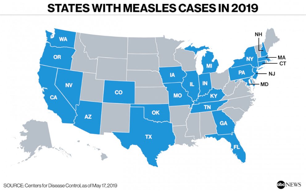 PHOTO: STATES WITH MEASLES CASES IN 2019