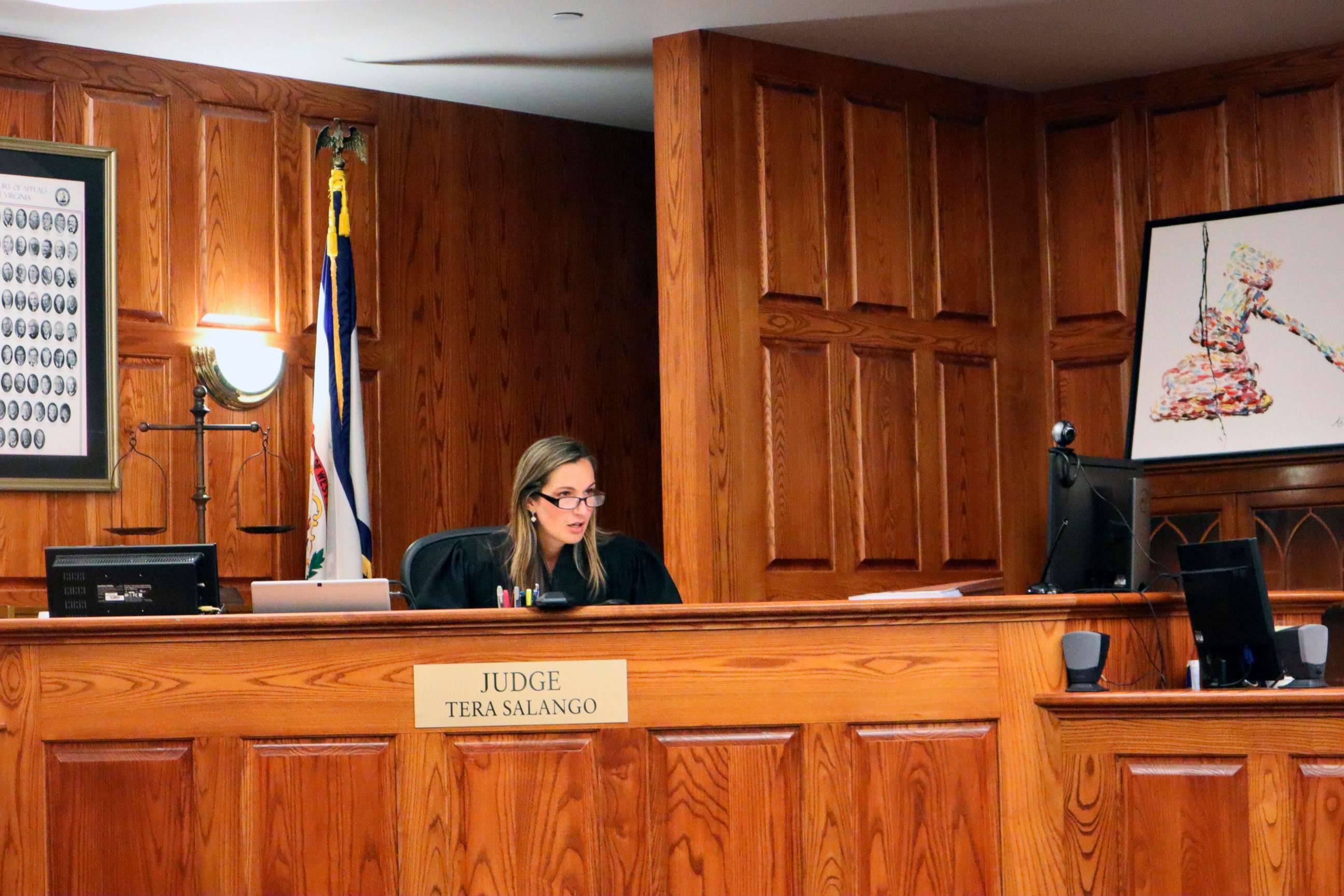PHOTO: Judge Tera L. Salango presides from the bench in Kanawha County Circuit Court in Charleston, W.Va., July 18, 2022.