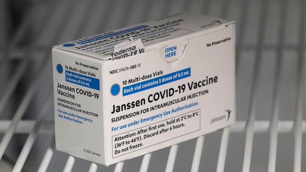 A box of the Johnson & Johnson COVID-19 vaccine is shown in a refrigerator at the Yakima Valley Farm Workers Clinic in Toppenish, Wash., Thursday, March 25, 2021. Oregon health officials said Thursday, April 22, 2021, that federal officials are inves