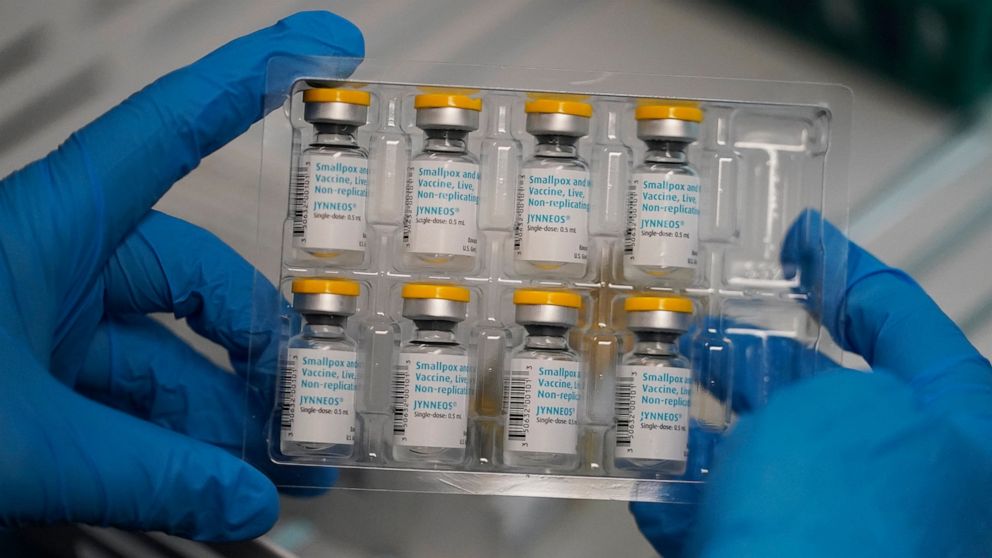 FILE - Monkeypox vaccines are shown at the Salt Lake County Health Department Thursday, July 28, 2022, in Salt Lake City. Monkeypox spread typically requires skin-to-skin or skin-to-mouth contact with an infected patient’s lesions. People can also be