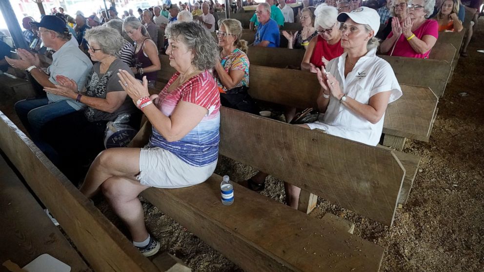 With this being an off-election year, crowds attending the political speeches were smaller usual at the Neshoba County Fair in Philadelphia, Miss., Thursday, July 29, 2021. The fair, also known as Mississippi's Giant House Party, is an annual event o
