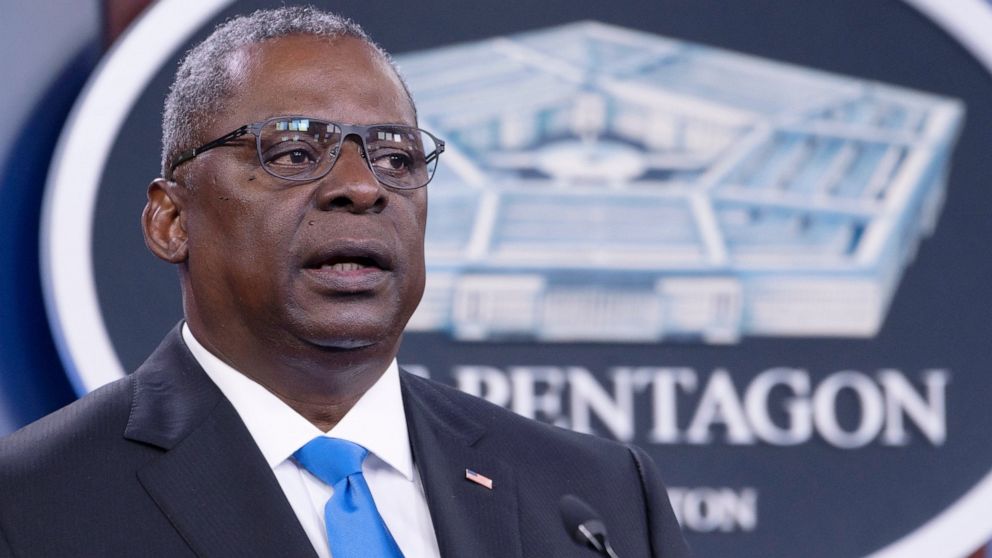 FILE - In this July 21, 2021 file photo, Defense Secretary Lloyd Austin speaks at a press briefing at the Pentagon in Washington. Austin has said he is working expeditiously to make the COVID-19 vaccine mandatory for military personnel and is expecte