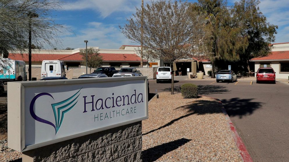 FILE - This Jan. 25, 2019, file photo, shows the Hacienda HealthCare facility in Phoenix. Federal officials have told the long-term care facility where an incapacitated woman was raped and gave birth last year will lose Medicaid participation. The Ce